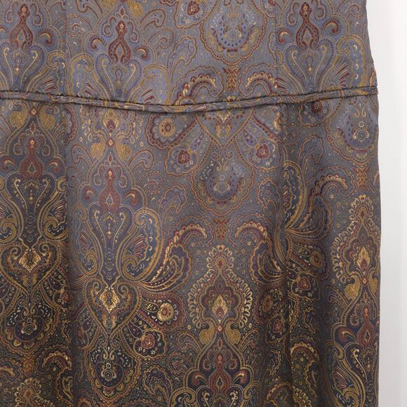 Harold's satin scroll print halter dress Size 6 gold grey knee-length old money - Picture 9 of 9